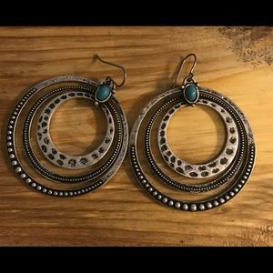 Rustic silver hoop earrings